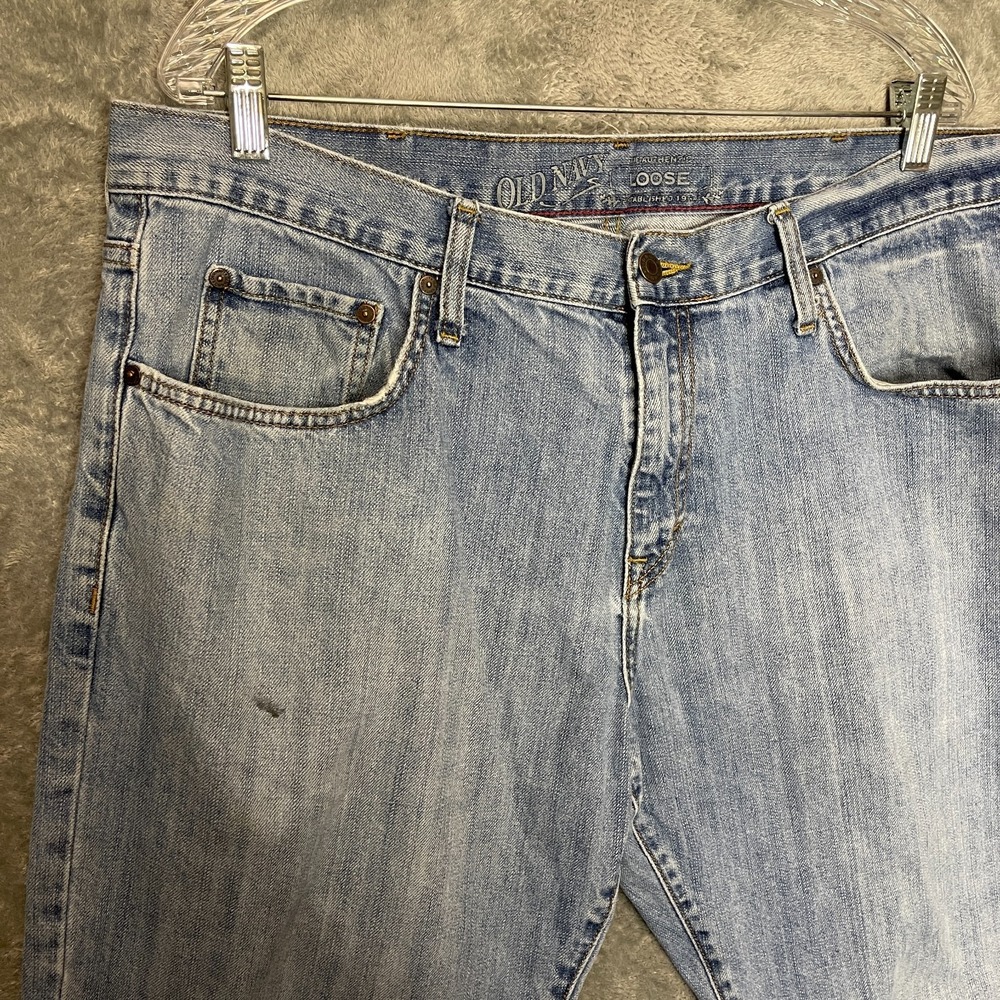 Old Navy Loose Straight Denim Jean 38x32 Y2K Men Relaxed Mid Rise Light Wash - Picture 3 of 13